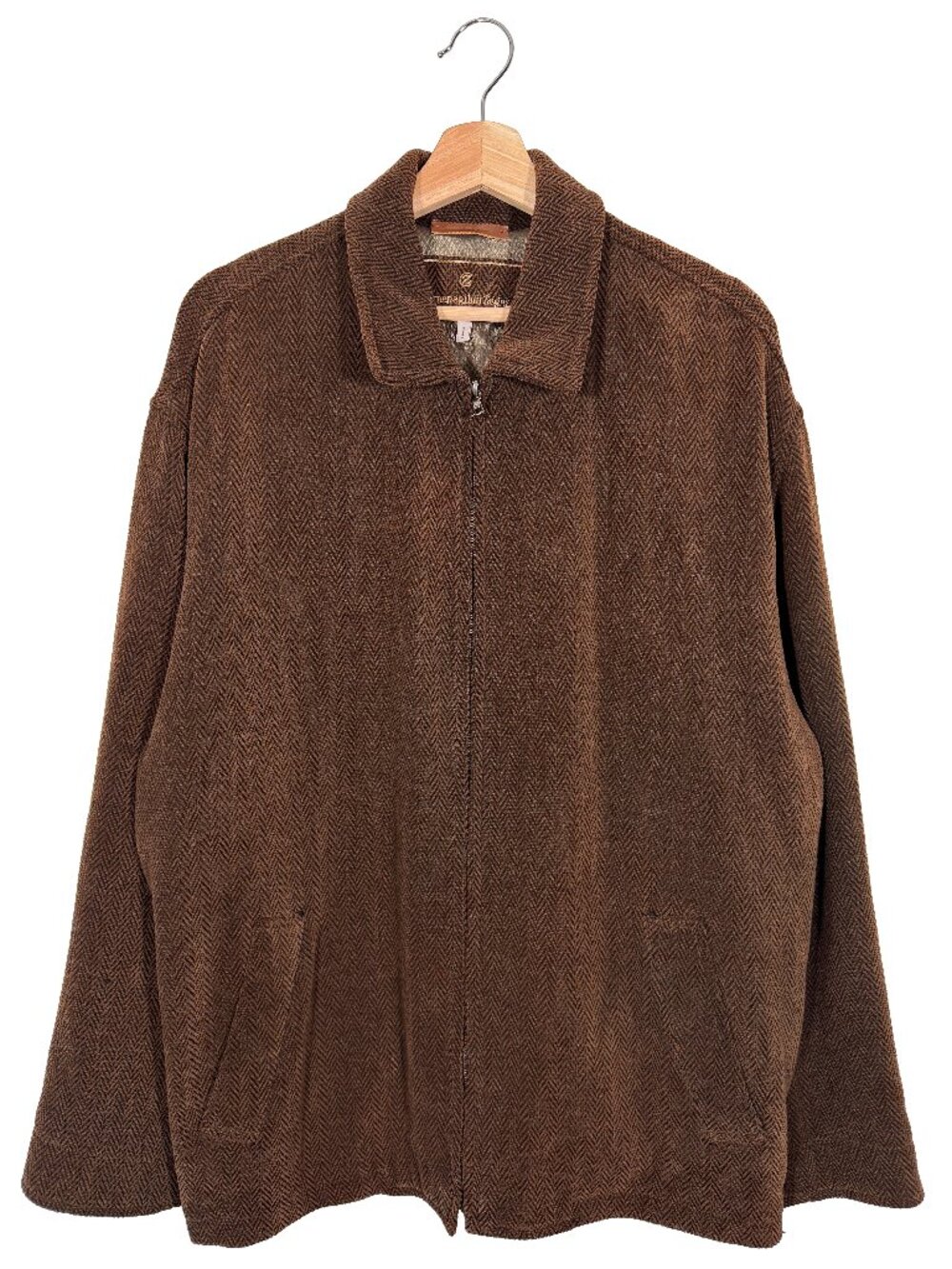 Ermenegildo Zegna Mainline Cotton Chevron Knit Full Zip Jacket Brown mens size M